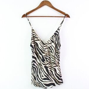 Chloe Kristyn Camille Zebra Print Double V Satin Cami Size S